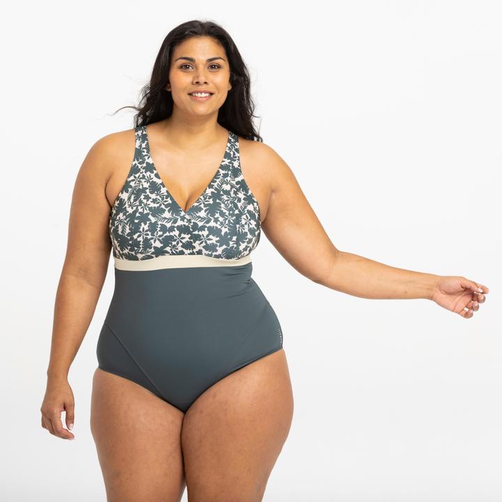 Nabaiji Women's Mia Palm swimming costume beige/khaki. Cup size D/E (46)