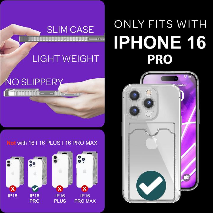 Actual product image Nalia Clear transparent neon silicone cover card holder (Apple iPhone 16 Pro)