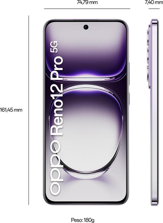 Image du produit OPPO Reno12 Pro (512 Go, Nebula Silver, 6.70", Double SIM, 5G)