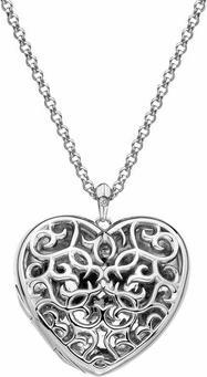 Hot Diamonds Delicate Necklace for Women Large Heart Filigree Locket DP669 (Chain. Pendant)