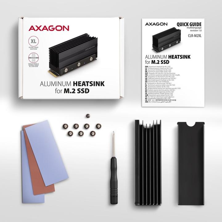 Image du produit Axagon CLR-M2XL passif - SSD M.2, 2280 - Dissipateur thermique en aluminium avec ailettes de