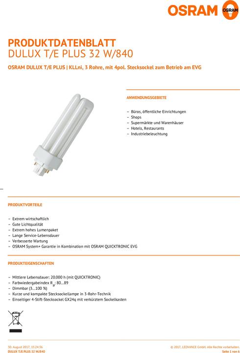 Actual product image Osram Dulux (GX24q-3, 32 W, 2250 lm, 1 x, G)