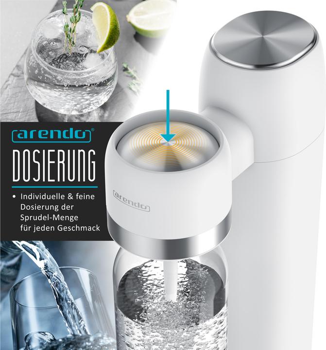 Actual product image Arendo Wassersprudler Soda Streamer + 3x 1000ml Flasche, Soda Maker mit Wasserflaschen für 60l CO2 Zylinder