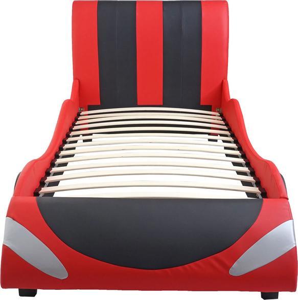 Image du produit Swisshandel24 Lit, car boy lit bébé, sommier à lattes imitation cuir bois 190x100cm noir-rouge - 43181