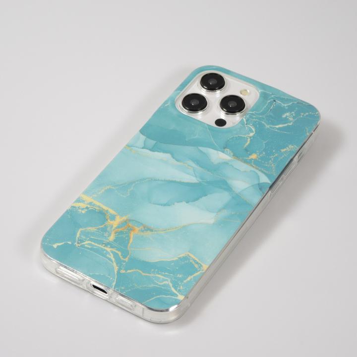 Produktbild PhoneLook Hülle Gel Glossy Marmor Türkis (Apple iPhone 15 Pro Max)