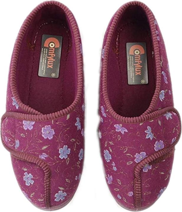Actual product image Comfylux Davina Slippers With Velcro And Floral Pattern Extra Wide Fit (41)