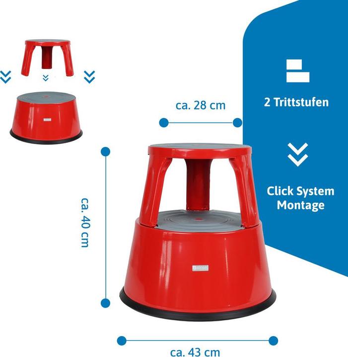 Produktbild Dönges Rollhocker, Metall, rot
