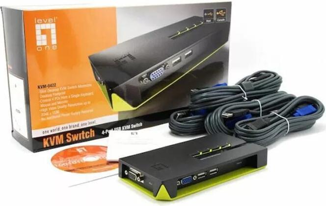 Image du produit LevelOne KVM-0422 : Commutateur KVM à câble 4 ports