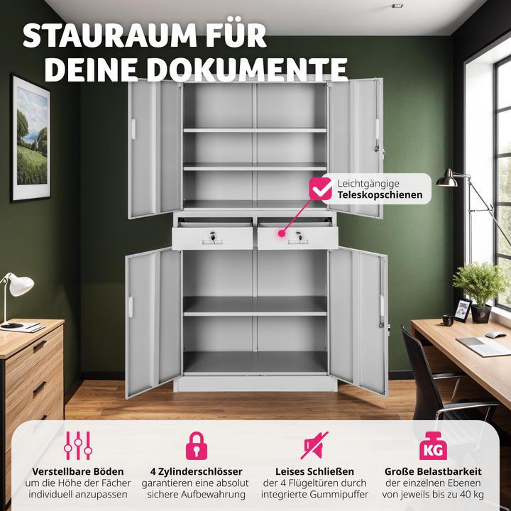 Actual product image tectake Filing cabinet with 2 drawers (90 x 40 x 180 cm)