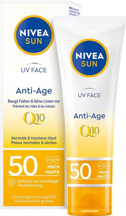NIVEA Sun UV Face Anti-Age Q10 (Sonnencreme Gesicht, SPF 50, 50 ml, 67510 g)