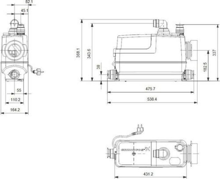 Productafbeelding Grundfos Basishijsunit SOLOLIFT2 CWC-3 0,62 kW, 230-240 V/50 Hz 495x164x368mm
