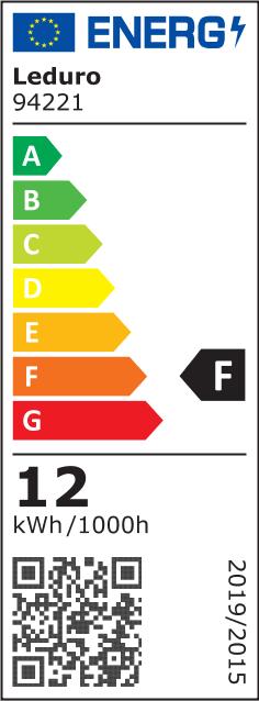 Energie-Label Leduro Lamp||Power consumption 12 Watts|Luminous flux 930 Lumen|3000 K|220-240V|Beam angle 120 degrees|9422 (930 lm)
