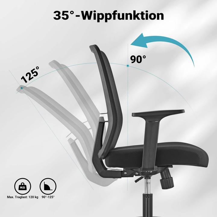 Produktbild Wiltec Ergonomischer Bürostuhl Lendenwirbelstütze 120kg Schreibtischstuhl