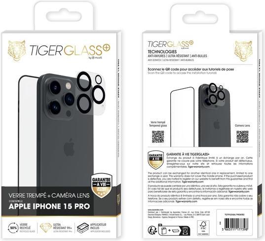 Image du produit Tiger Kit film en verre avec protection de la caméra (1 pièce(s), Apple iPhone 15 Pro)