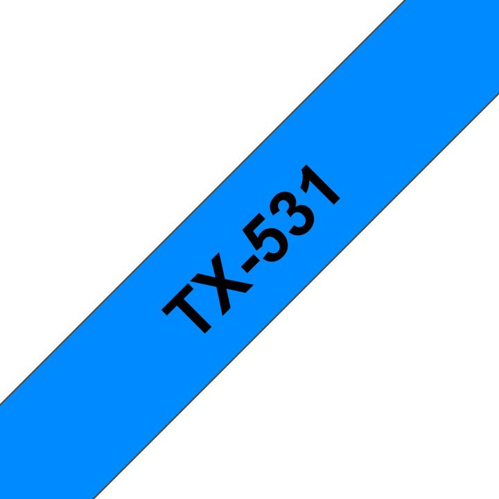 Image du produit Brother Ruban, laminé noir/bleu TX-531 PT-8000 12 mm (1.20 cm, Bleu, Noir)