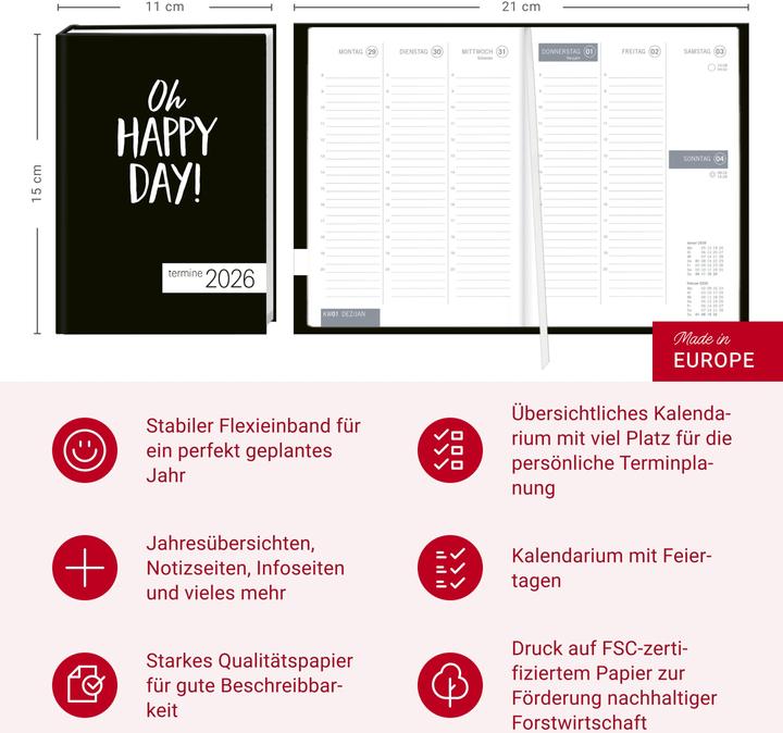 Produktbild times&more Typo Kalenderbuch 2026 (Deutsch)