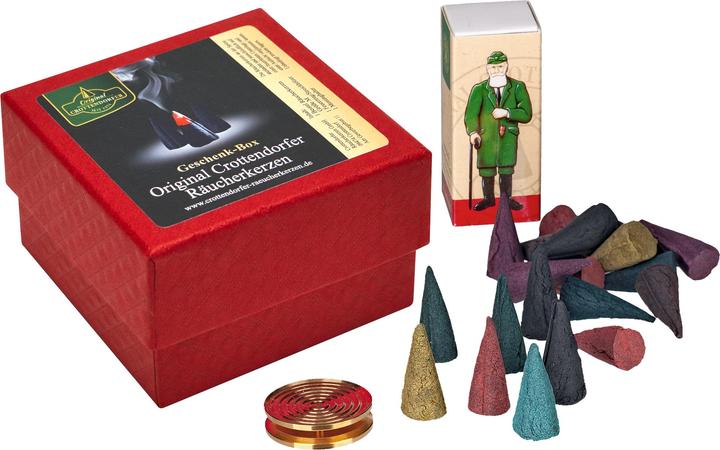 Crottendorfer CRO2612 - Geschenkbox Bunte Mischung Gr. M mit Messingteller + Streichhölzer