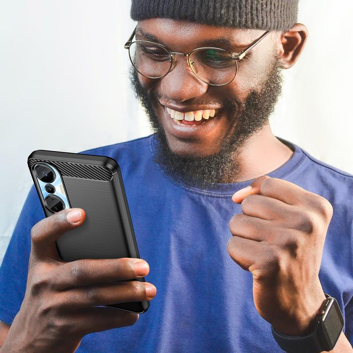 Actual product image Hurtel Carbon Case case for Infinix Hot 20S flexible silicone carbon cover black (Infinix Hot 20)