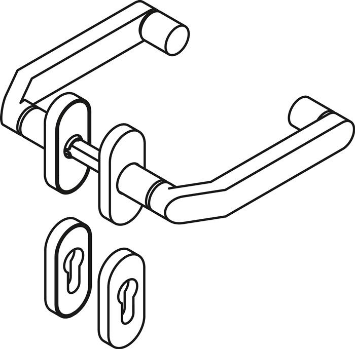 Actual product image Hewi Rosette set 270XAH01.340 stainless steel oval PZ DIN left / right D/D (Door set)