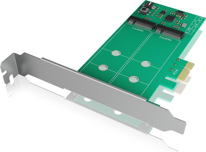 Icy Box IB-PCI210 PCI-Karte unterstuetzt 2x M.2 SATA SSD zu PCIe 2.0 x1 mit RAID-Funktion 0 / 1
