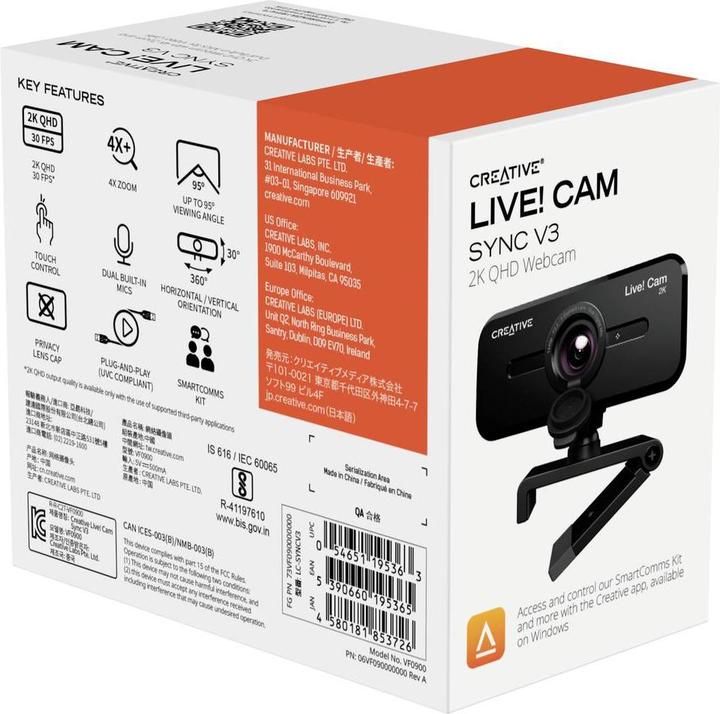 Immagine prodotto Creative LiveCam Sync 2K V3, webcam QHD (3.60 Mpx)