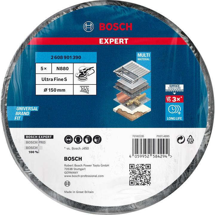 Image du produit Bosch Professional Zubehör Disque non tissé pour ponceuse excentrique, 150 mm, fin, 5 pcs. (800)
