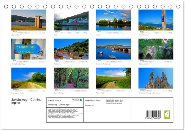 Actual product image Jakobsweg - Camino Ingles (Tischkalender 2025 DIN A5 quer), Monatskalender (A5, German)