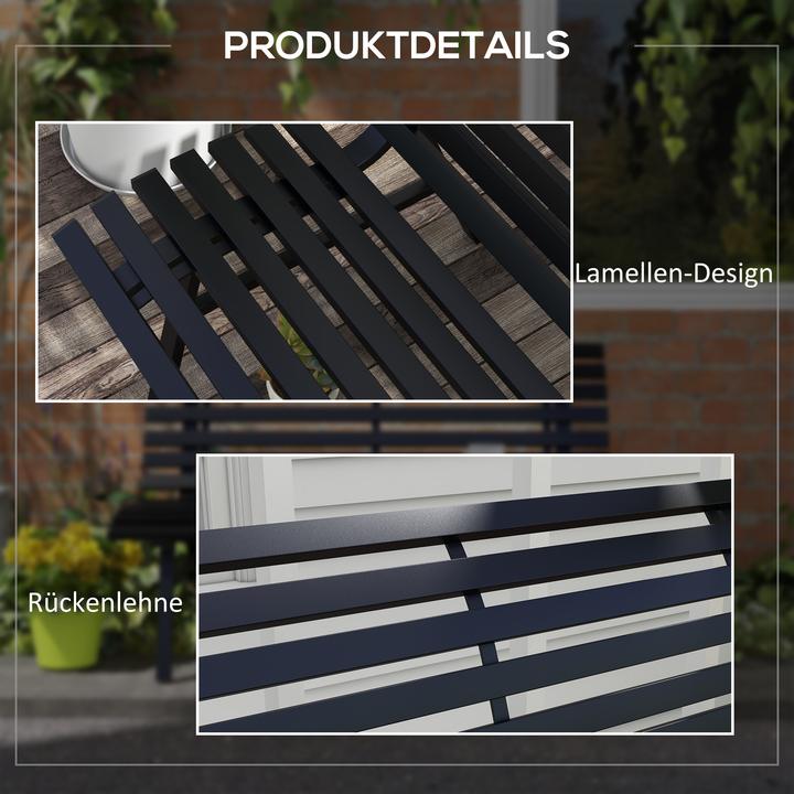 Produktbild Outsunny Gartenbank Aluminium Schwarz