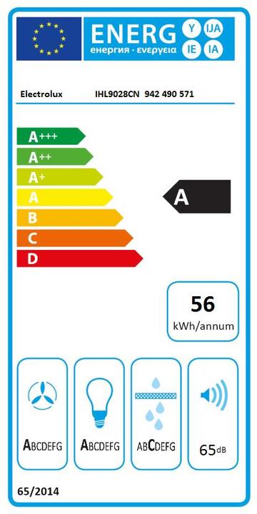 Label énergétique Electrolux Ihl9028cn (Hotte îlot)
