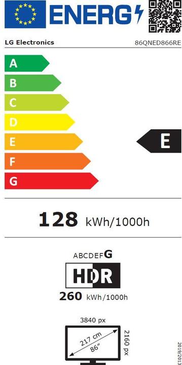 Etichetta energetica LG 86QNED866RE (86", QNED86, QNED, UHD, 2023)