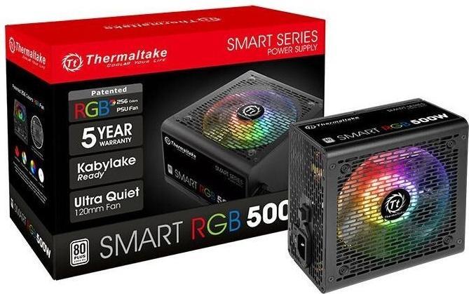 Produktbild Thermaltake Smart 500W RGB Netzteil (80+ 230V EU, 2xPEG, 120mm, Single Rail) (500 W)