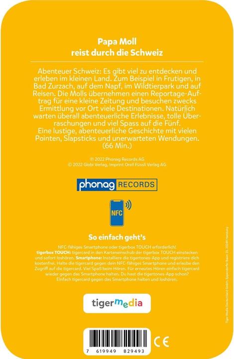 Actual product image Tigermedia tigercard - Papa Moll travels through Switzerland (Swiss German)