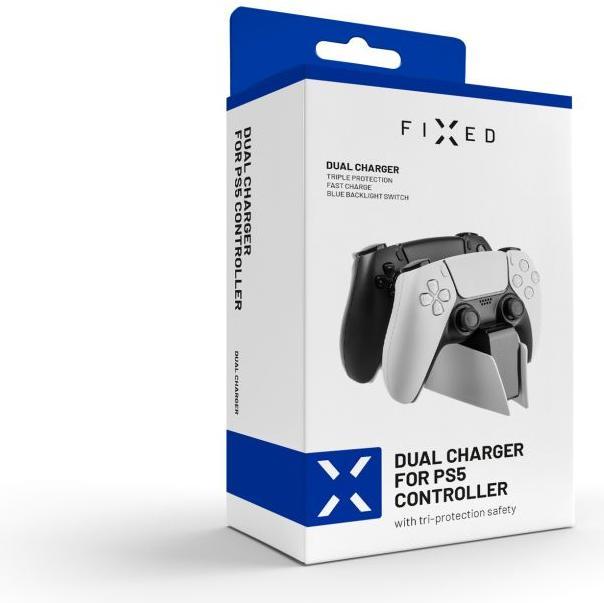 Productafbeelding Fixed Dubbele oplader voor PS5-controller, zwart en wit (PS5)