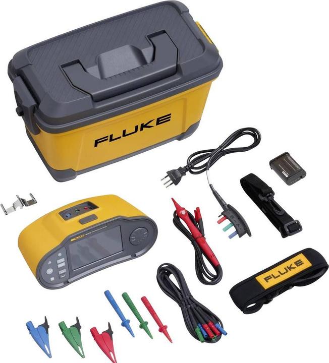 1x Prova di installazione, 1x Custodia rigida, 1x Adattatore Zero, 1 batteria agli ioni di litio, 1x Cinghia di trasporto, 1 x GUIDA ALLA SICUREZZA, 1x QRG, 1 alimentatore USB-C, 1 cavo di alimentazione, 1x Set di cavi di prova, 1x Sonda remota