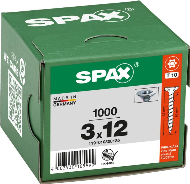 Immagine prodotto Spax Viti per truciolare SK T10 3,0x12 mm (1000 Viti per pezzo)