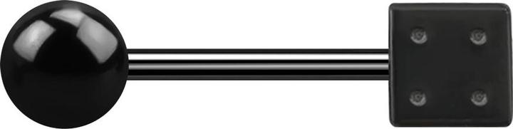 Star Piercing Micro Barbell schwarz mit Kugel und Würfel (ohne Messing, Chirurgenstahl 316L)