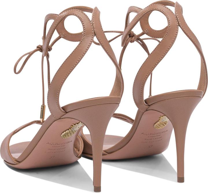Actual product image Aquazzura Aquazzurra tessa 85 leather sandal in nude color (37)