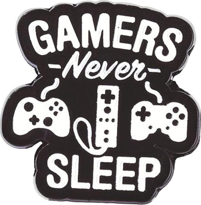 JTI Brosche, Metall - Gamers Never Sleep