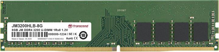 Produktbild Transcend DDR4, 3200, U-DIMM, 1Rx8 (1 x 8GB, 3200 MHz, DDR4-RAM, U-DIMM)