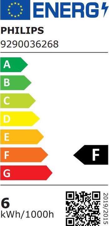Energy Label Philips Amber (E27, 5.50 W, 470 lm, 1 x, F)