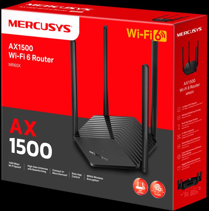 Produktbild Mercusys AX1500 Dual-Band Wi-Fi 6 Router 300 Mbps at 2.4 GHz + 1201 Mbps at 5 GHz