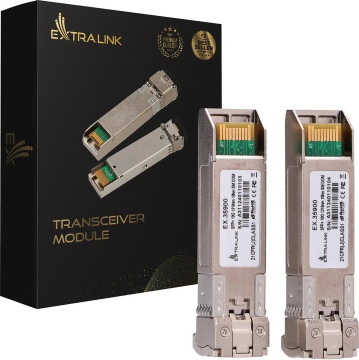 Produktbild Extralink SFP+ 10G 2er-Pack | SFP+ Modul | 10 Gbit/s LC/UPC 1310 nm 10 km Singlemode DOM