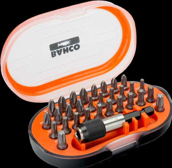 Actual product image Bahco 1/4" bit set for Phillips, Pozidriv and TORX screws 42 mm × 65 mm × 110 mm - 31 pieces (Cross Phillips PH M2, Cross Pozidriv PZ M2)