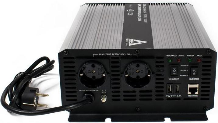 Produktbild Digital Unterbrechungsfreie Stromversorgung (UPS + AVR) AZO 12V UPS-2000SR Sinus 2000W/1000W 12V/... (2000 VA, 1000 W, Line-Interaktiv USV)