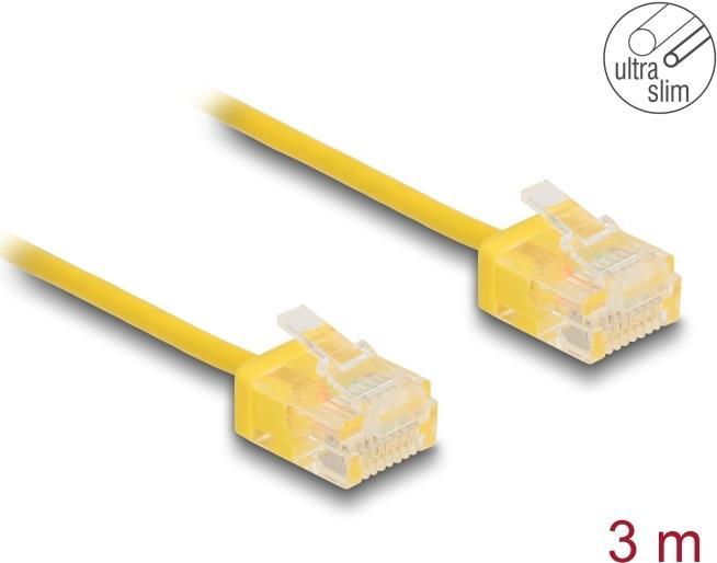Produktbild Delock RJ45 Netzwerkkabel Cat.6 UTP Ultra Slim 3 m gelb mit (U/UTP, CAT6, 3 m)