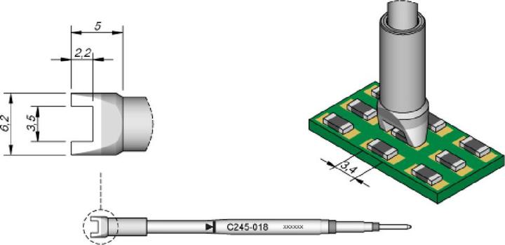 Produktbild JBC SMD-Entlötspitze Serie C245, C245018/3,5 mm, für Chip-Komponenten (Entlötspitze)
