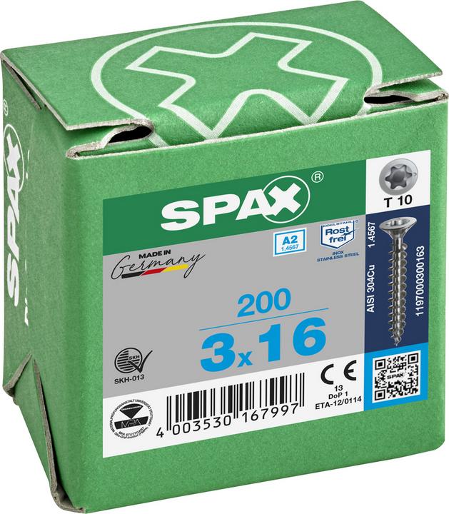 Productafbeelding Spax Spaanplaatschroeven A2 (200 Schroeven per stuk)