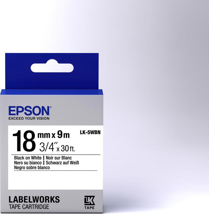 Actual product image Epson Label Cassette Lk-5wbn (1.80 cm, Black)