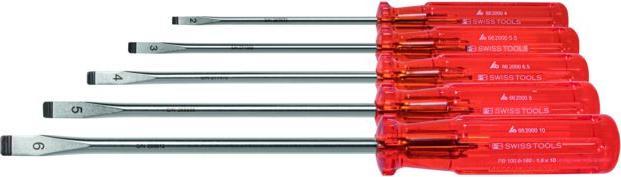 Productafbeelding PB Swiss Tools Standaard schroevendraaierset voor sleuven, met kunststof handvat (Schroeven met sleufkop)