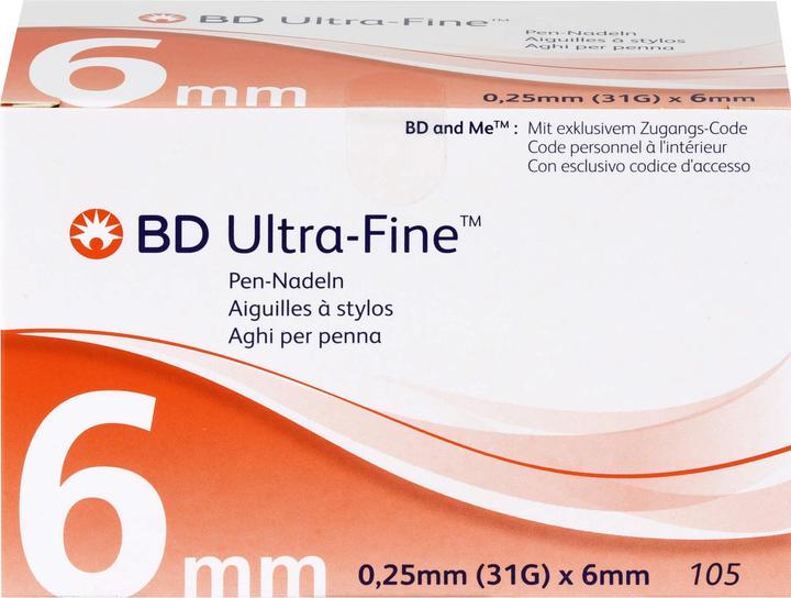 BD ULTRA-FINE Pen-Nadeln 0,25 mm (31G) x 6 mm, 105 St KAN (Pen Nadeln + Einmalkanülen)